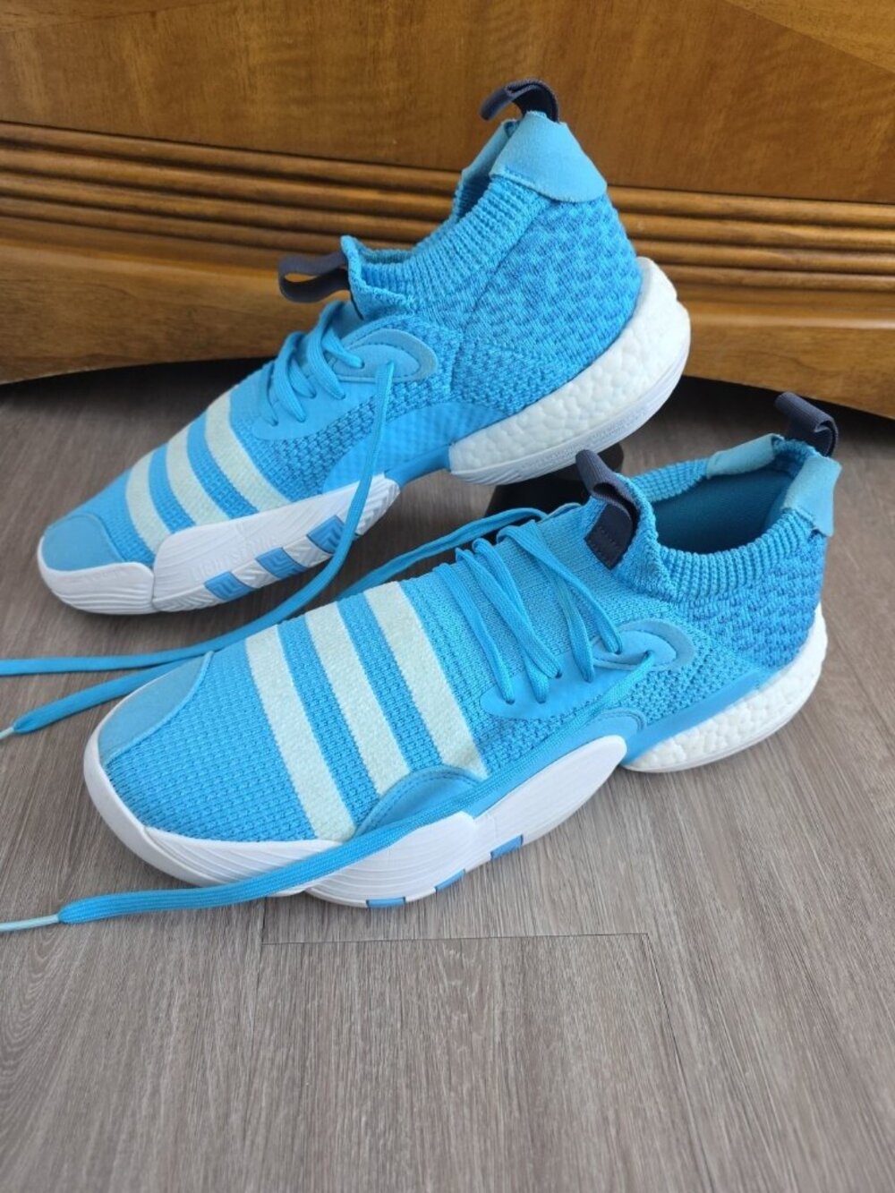 Adidas Trae Young 2 Men 13.5 Blue White Basketball Sneakers Knit‎ Low Top